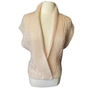 Linda Allard Ellen Tracy Mohair Blend Pink Cap Sleeve Sweater Medium